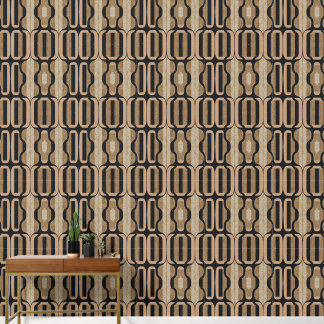 Papel Pintado Heritage Chain Stripe No. 3 (Black + Sand) Luxury