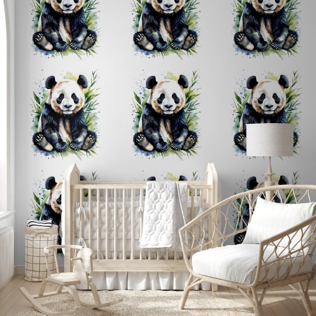 Papel Pintado Hermosa acuarela Panda Bear (Niños)