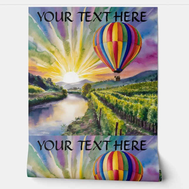 Papel Pintado Hermosa acuarela Vineyard Sunrise Personaliza (Desenrollar)