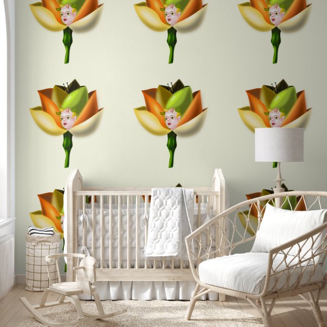 Papel Pintado Hermosa chica de flores (Niños)