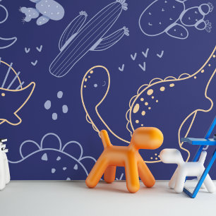 Papel Pintado Hermosa marina y dinosaurios de oro