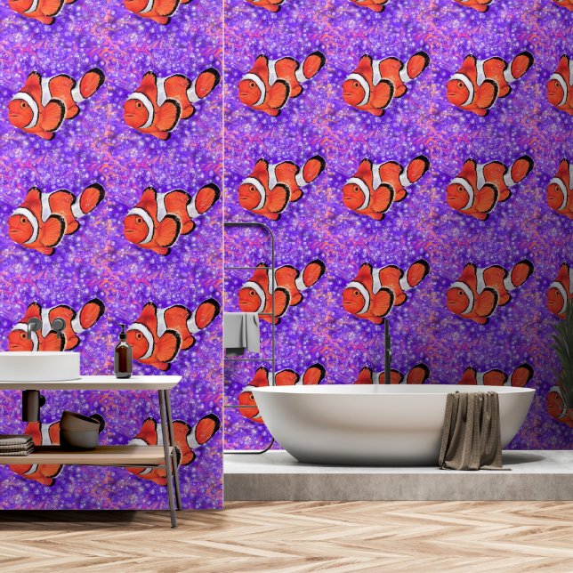 Papel Pintado Hermosa pintura de pez lobo (Baño)