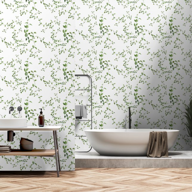 Papel Pintado Hermosas enredaderas verdes (Baño)
