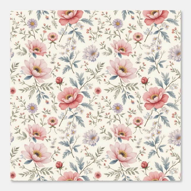 Papel Pintado Hermosas flores rosas y blancas (Anverso)