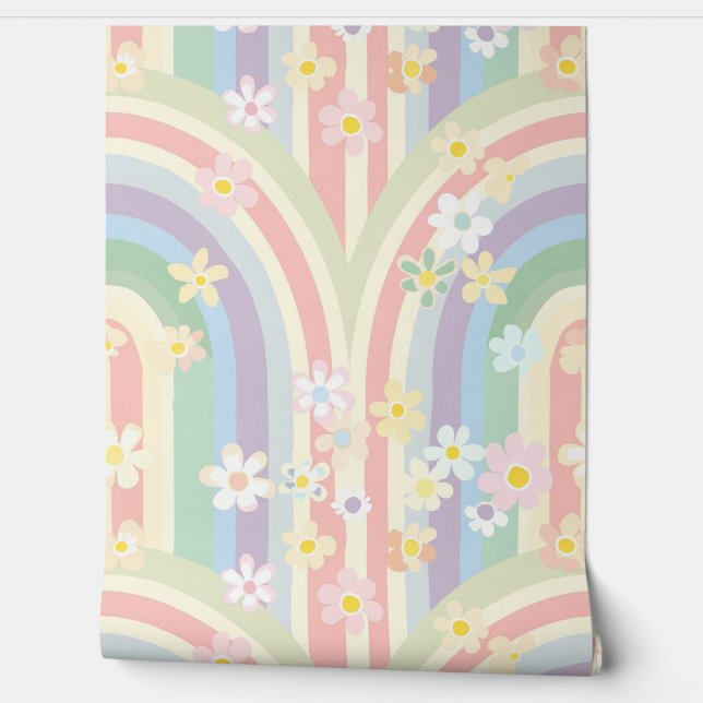 Papel Pintado Hermoso arcoiris floral (Desenrollar)