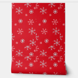 Papel Pintado Hermoso copo de nieve rojo