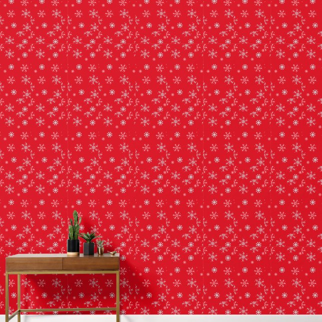 Papel Pintado Hermoso copo de nieve rojo (Pasillo)