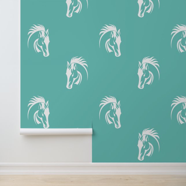 Papel Pintado Hermoso diseño de caballos blancos (Solicitud)