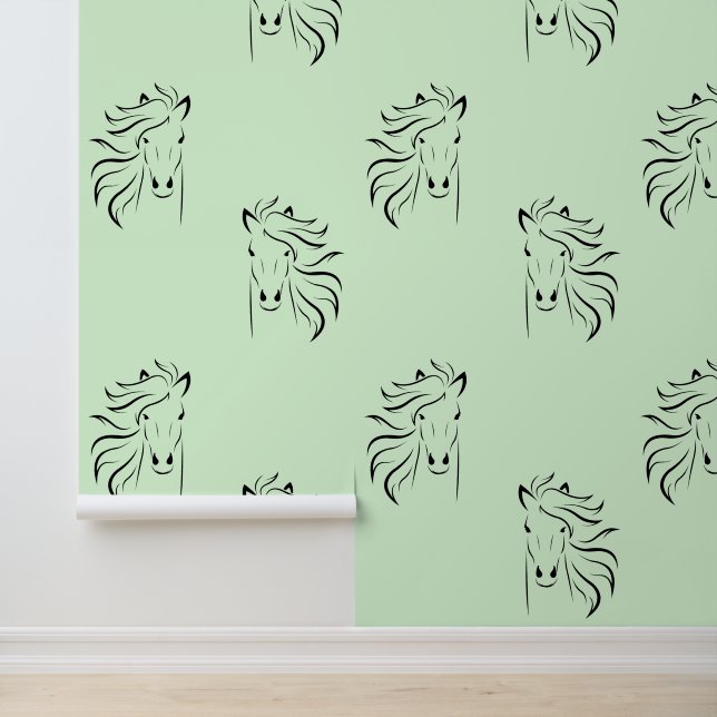 Papel Pintado Hermoso diseño de caballos negros (Solicitud)