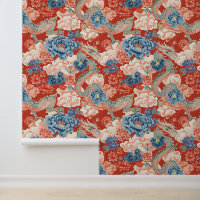 Hermoso Dragón japonés rojo floral elegante