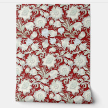Hermoso ornamento floral blanco sobre fondo rojo