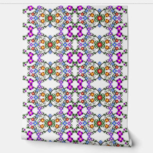 Papel Pintado Hermosos colores Ornamentos de tela vintage floral