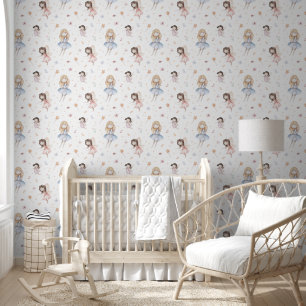 Papel Pintado Hermosos Flores de Hada en Acuarela para un Cuarto