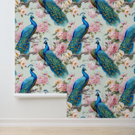 Papel Pintado Hermosos Peacocks Flores Rosa Peel And Stick