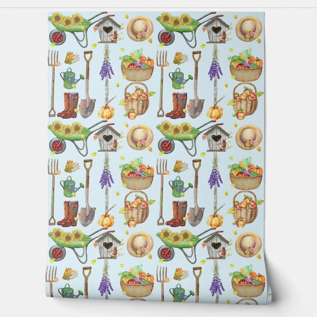 Papel Pintado Herramientas De Recolección Fruta Y Flores (Desenrollar)