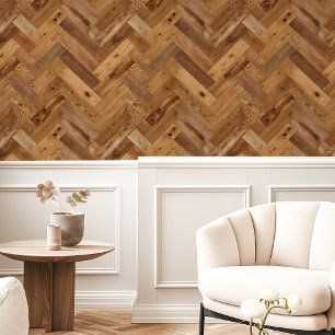 Papel Pintado Herringbone de madera natural