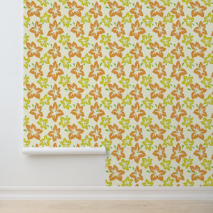 Papel Pintado Hibiscus amarillo, Hibiscus Naranja, patrón de flo