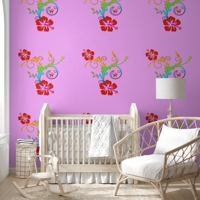 Papel Pintado Hibiscus - Decoración con Gecko 2 (Niños)