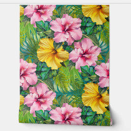 Papel Pintado Hibiscus Jungle Seamless Pattern