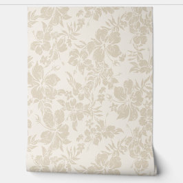 Papel Pintado Hibiscus Pareau Dolor Hawaiano - Cream