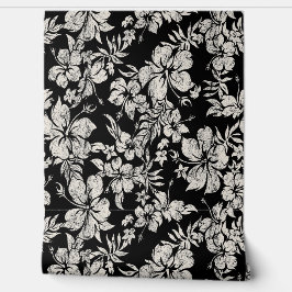 Papel Pintado Hibiscus Pareau Molesto Hawaiano - Negro
