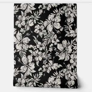 Papel Pintado Hibiscus Pareau Molesto Hawaiano - Negro