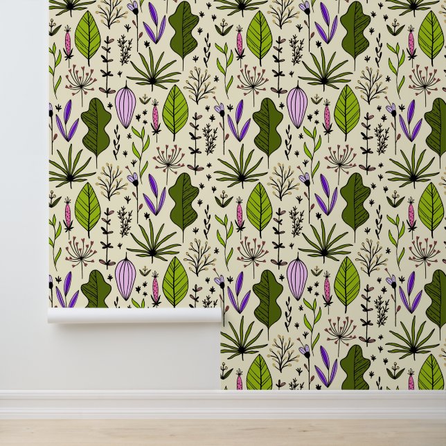 Papel Pintado Hierbas, Malezas, Flores Y Hojas Medicinales (Solicitud)