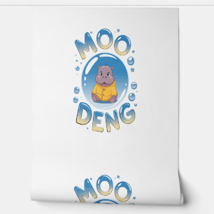Papel Pintado Hippo de Moo Deng bebé en un lindo carrito animal