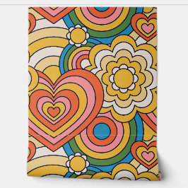 Papel Pintado Hippy BoHo Hearts y Swirly Patterns