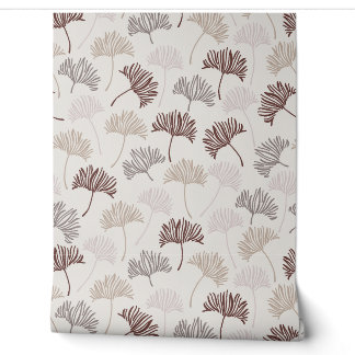 Papel Pintado Hoja de Ginkgo y Abanico Dibujados a Mano Minimali