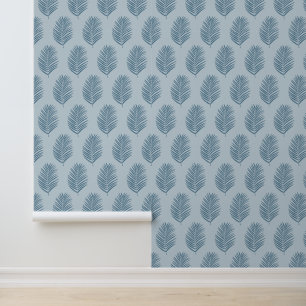 Papel Pintado Hoja de Palma Azul Claro