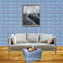 Papel Pintado Hoja Desplazada-Azul