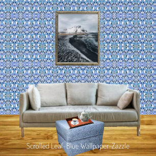 Papel Pintado Hoja Desplazada-Azul