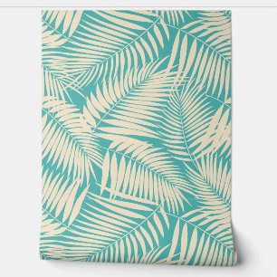 Papel Pintado Hoja tropical hawaiana de Kona Palms - Turquesa