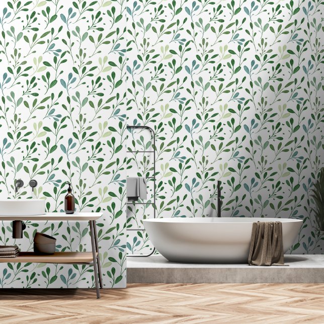 Papel Pintado Hoja verde (Baño)