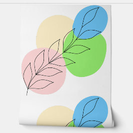 Papel Pintado Hojas abstractas de Boho Vintage Retro