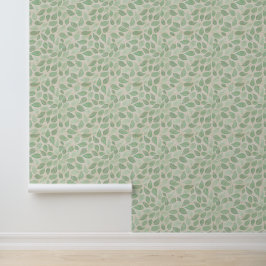 Papel Pintado Hojas botánicas acuáticas, verdes en beige