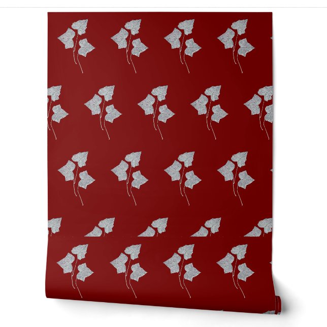 Papel Pintado Hojas Caídas Canela Roja  (Desenrollar)