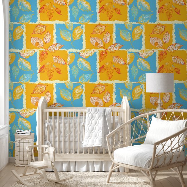 Papel Pintado Hojas de bloque de otoño (Niños)