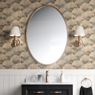 Papel Pintado Hojas de Ginkgo y Arte Deco Dorado