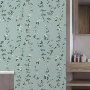 Papel Pintado Hojas de Orégano Azules