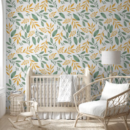 Papel Pintado Hojas de Oro Verde de Otoño