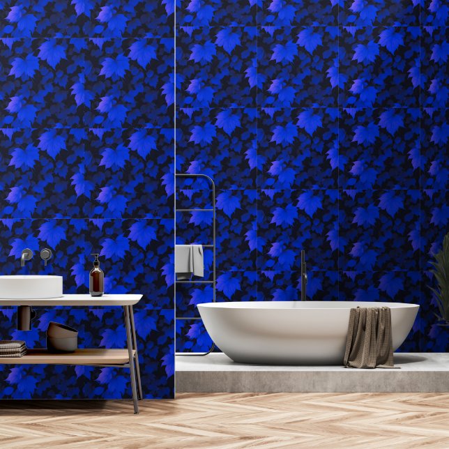 Papel Pintado Hojas de otoño azules para calentar (Baño)