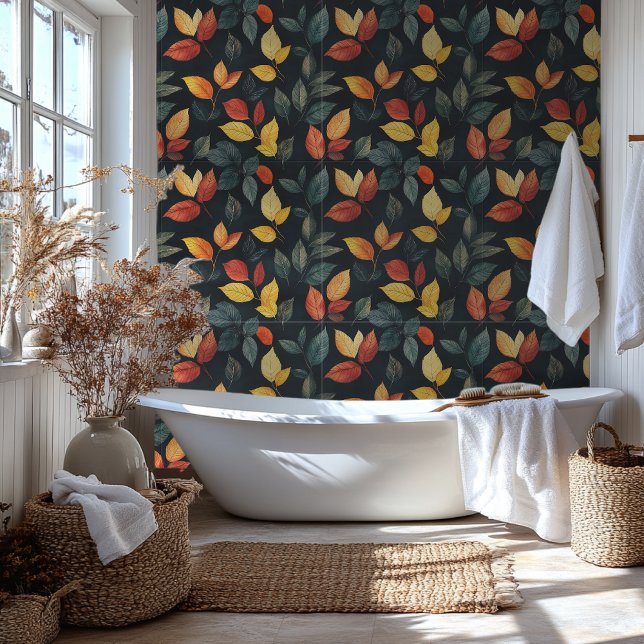 Papel Pintado Hojas de otoño con fondo negro (Subido por el creador)