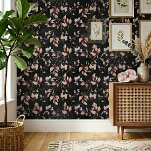 Papel Pintado Hojas De Piedra Rosadas Y Doradas Con Estilo Sobre