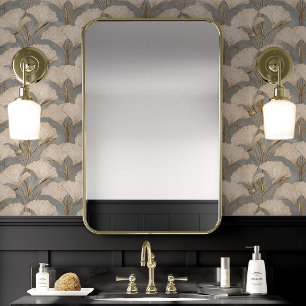 Papel Pintado Hojas doradas de Ginkgo sobre azul texturizado