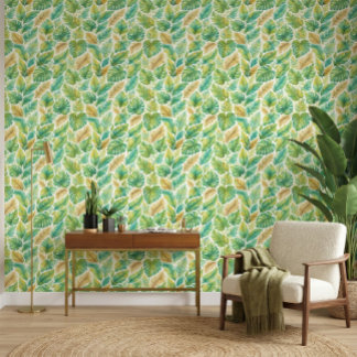 Papel Pintado Hojas elegantes de palmera verde tropical