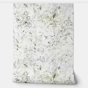 Papel Pintado Hojas eucalipto verde blanco suave intenso