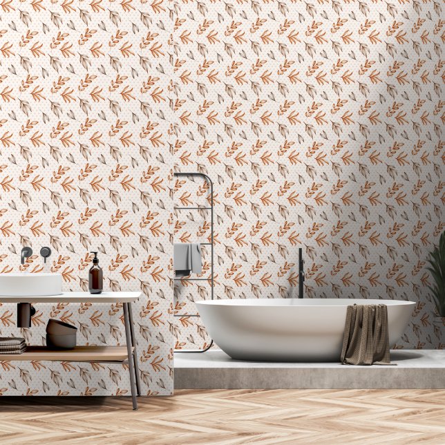 Papel Pintado Hojas otoñales marrones (Baño)