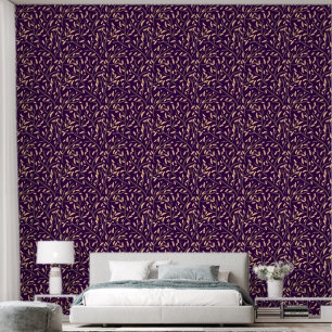Papel Pintado Hojas púrpuras botánicas Vines Brown Beige